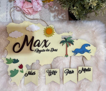 Mapa republica dominicana personalizado de pared - Felt Craft RD