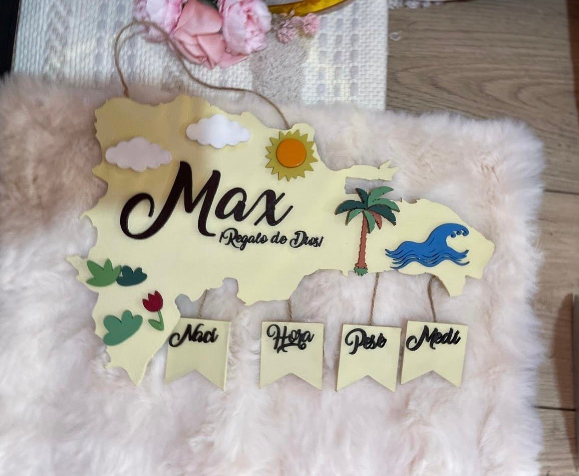 Mapa republica dominicana personalizado de pared - Felt Craft RD