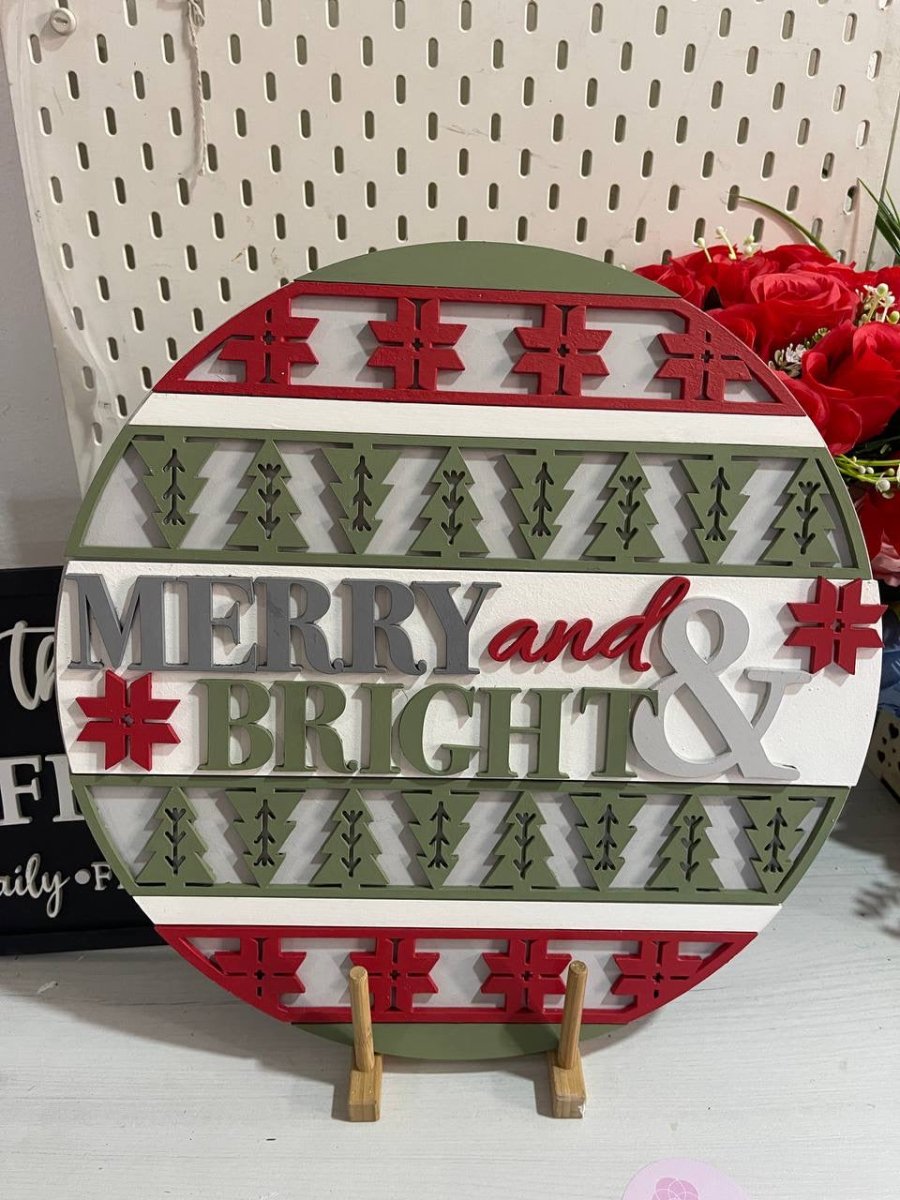 Merry And Bright Christmas Door Hanger - Felt Craft RD