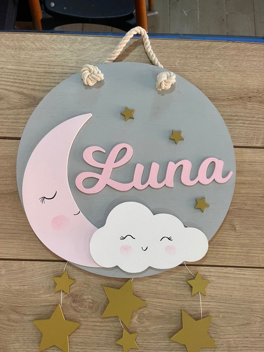 Moon & Cloud Baby girl Kids Room Decor - Felt Craft RD