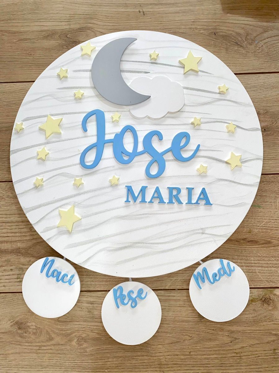 Moon, Clouds and Stars Baby Boy Hanger - Felt Craft RD