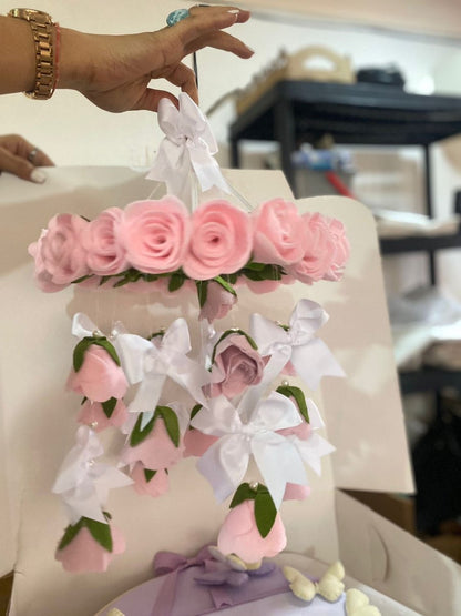 Móvil de cuna de flores de tela personalizado para decoación de niña - Felt Craft RD