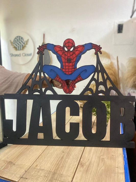 Nombre con decoración de spiderman de pared para regalo de niño - Felt Craft RD