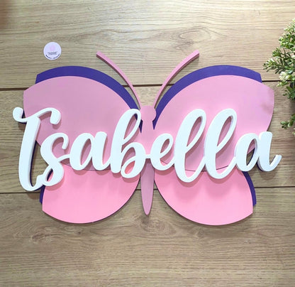 Nombre con mariposa personalizado de pared para habitación de niña - Felt Craft RD