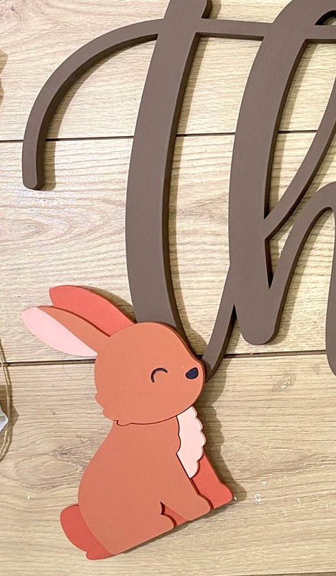 Nombre de madera personalizado con animales para habitación de bebé - Felt Craft RD