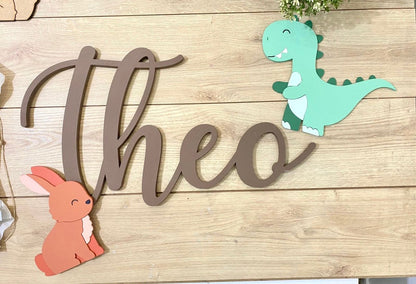 Nombre de madera personalizado con animales para habitación de bebé - Felt Craft RD