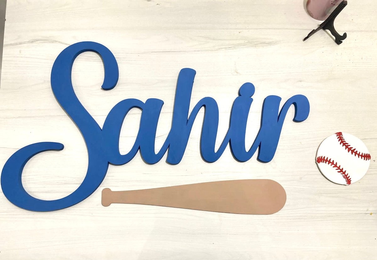 Nombre personalizado con temática de béisbol de pared para habitación de niño - Felt Craft RD