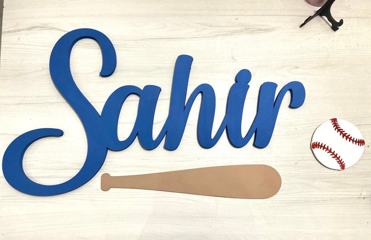 Nombre personalizado con temática de béisbol de pared para habitación de niño - Felt Craft RD