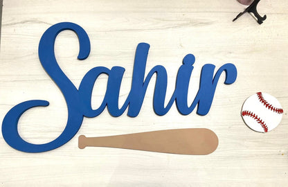 Nombre personalizado con temática de béisbol de pared para habitación de niño - Felt Craft RD
