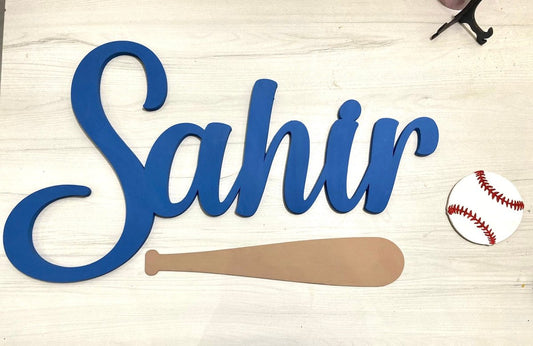 Nombre personalizado con temática de béisbol de pared para habitación de niño - Felt Craft RD