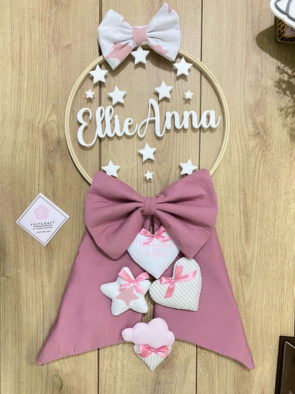 Pink bow above crib girl hanger - Felt Craft RD