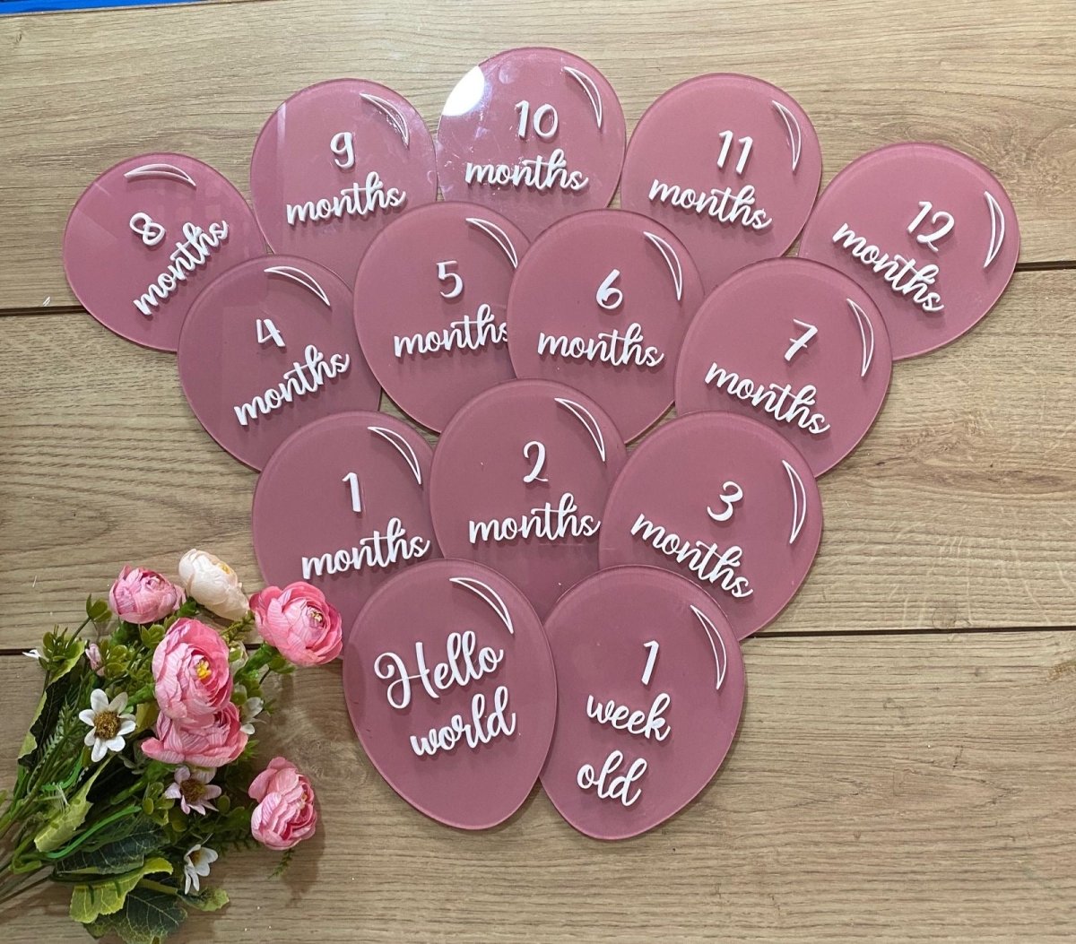 Pink Luxury baby tags acrylics Girl - Felt Craft RD