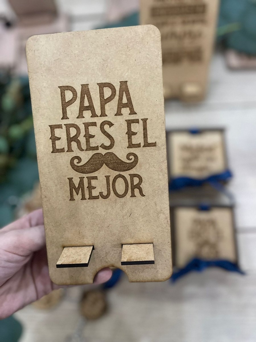 Porta celular para regalo del día del padre personalizado de madera - Felt Craft RD