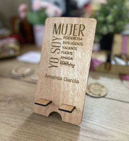 Porta celular personalizado para regalo del día de la mujer para empresas de madera - Felt Craft RD