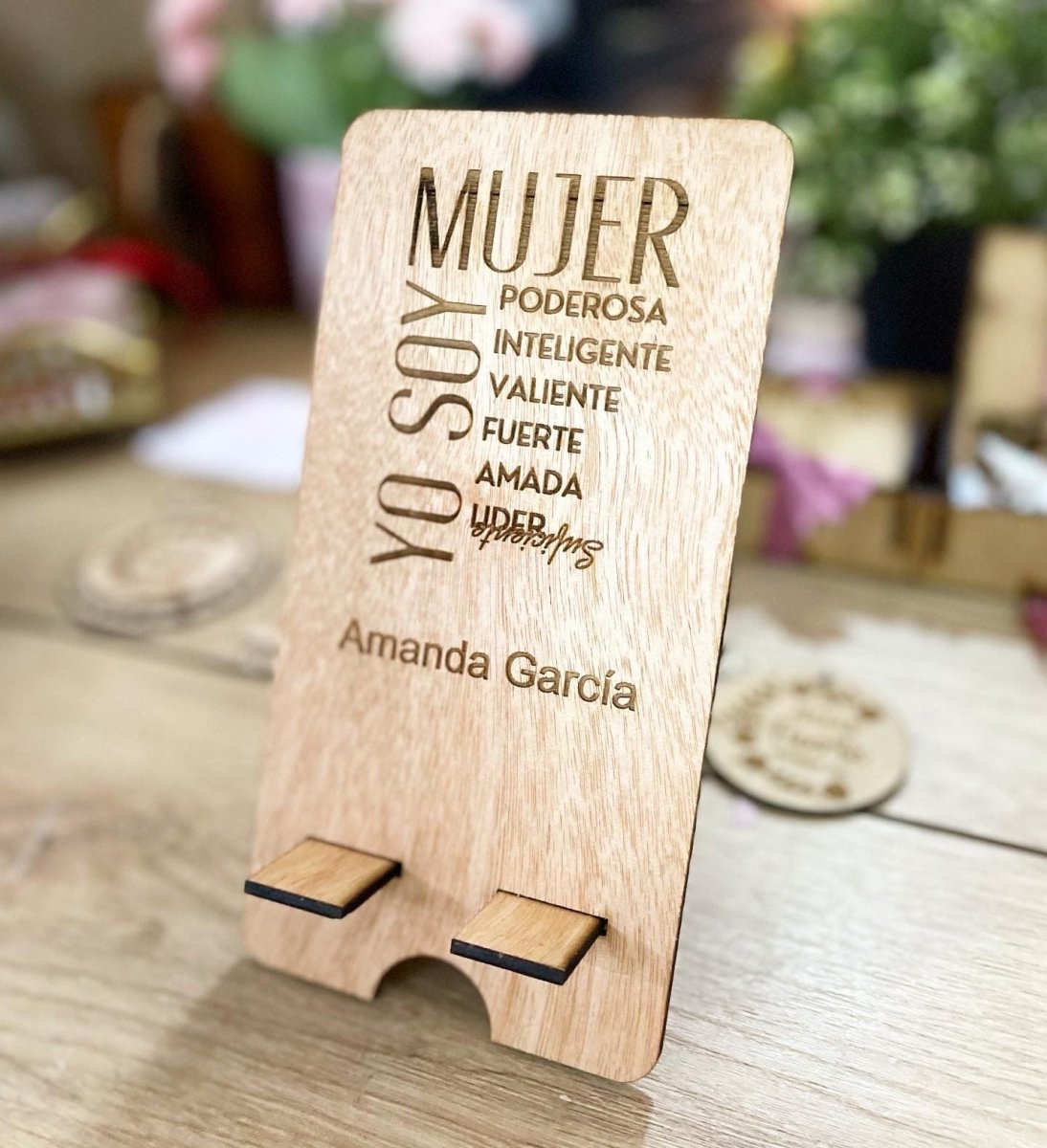 Porta celular personalizado para regalo del día de la mujer para empresas de madera - Felt Craft RD