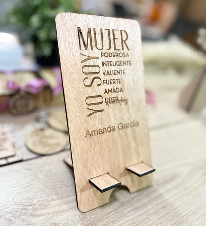 Porta celular personalizado para regalo del día de la mujer para empresas de madera - Felt Craft RD