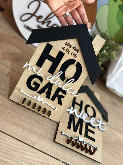 Porta llaveros en madera con diseño hecho a láser