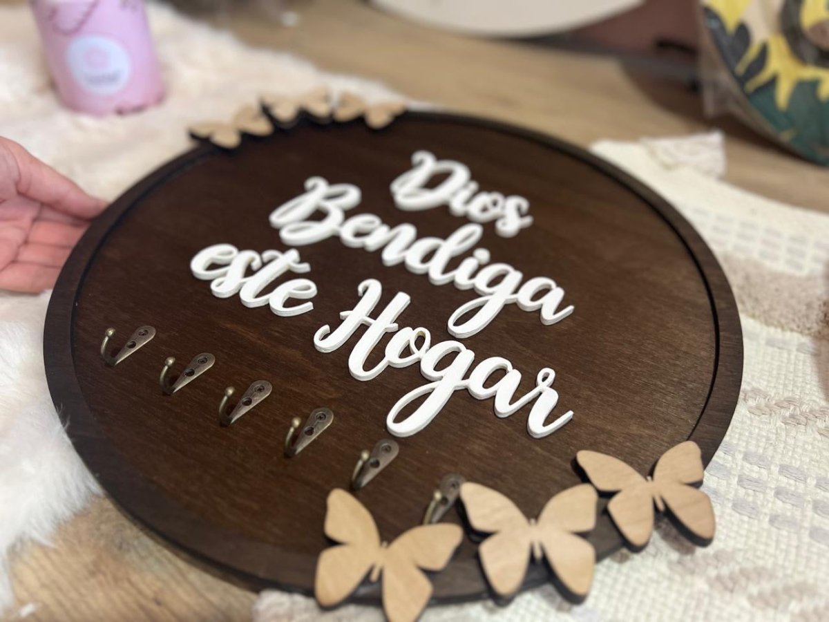 Porta llaveros redondo en madera - Felt Craft RD