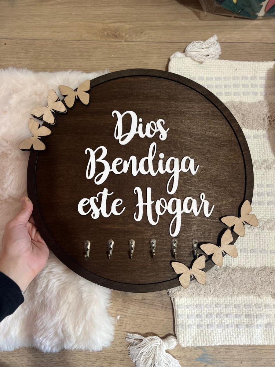 Porta llaveros redondo en madera - Felt Craft RD