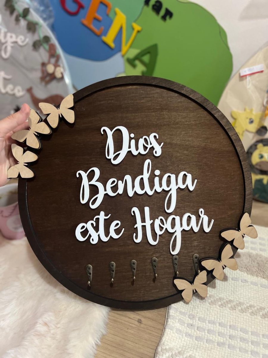 Porta llaveros redondo en madera - Felt Craft RD