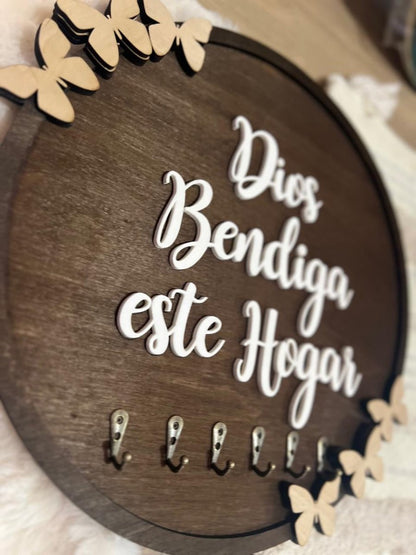 Porta llaveros redondo en madera - Felt Craft RD