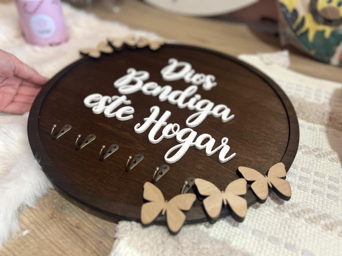 Porta llaveros redondo en madera - Felt Craft RD