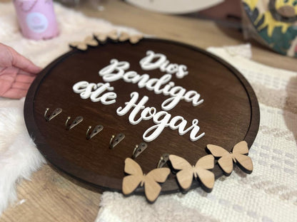 Porta llaveros redondo en madera - Felt Craft RD