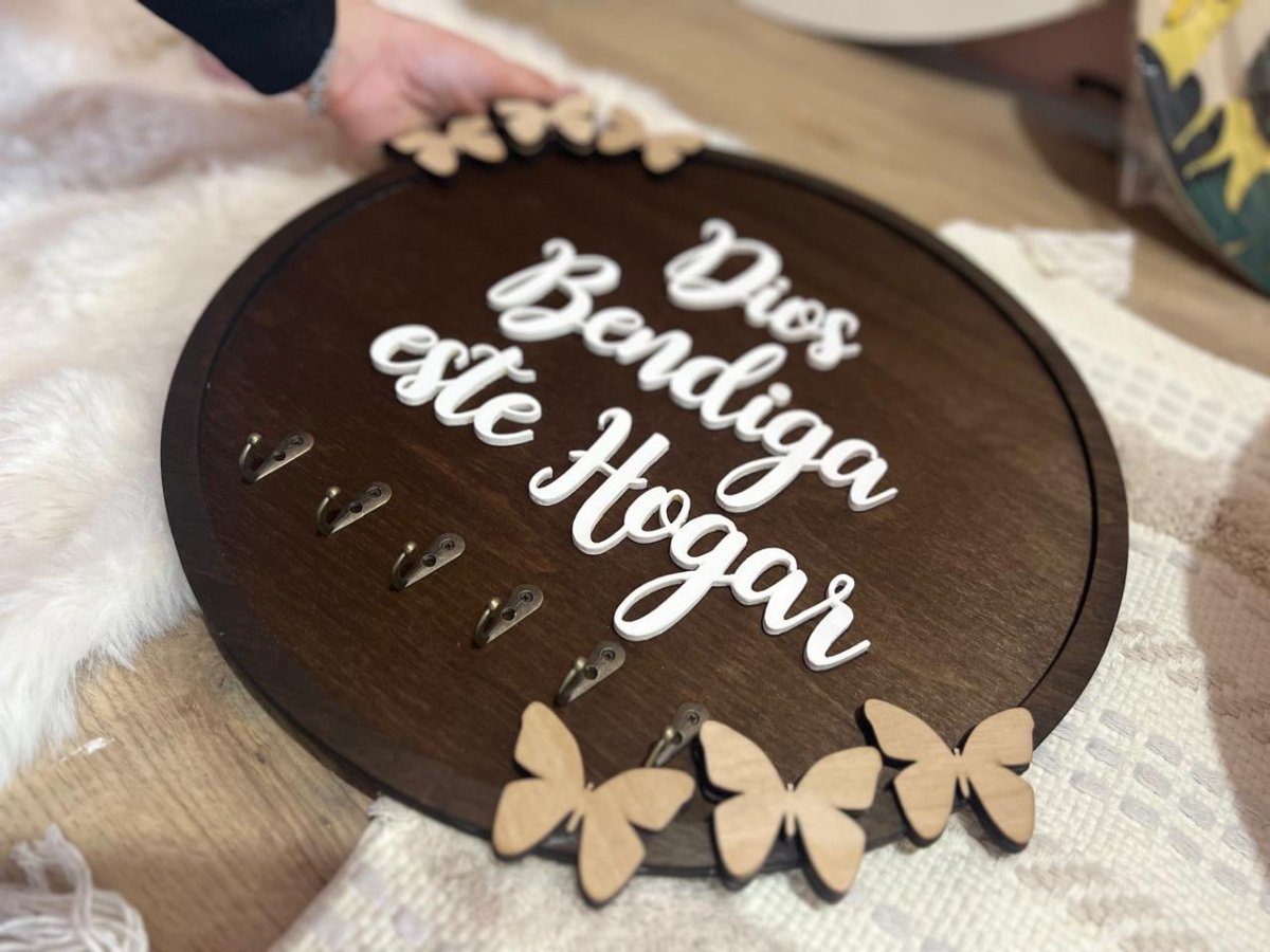 Porta llaveros redondo en madera - Felt Craft RD