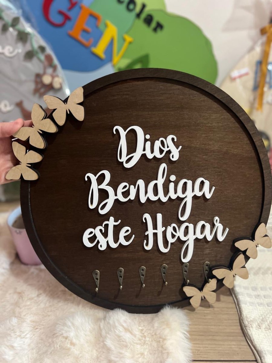 Porta llaveros redondo en madera - Felt Craft RD