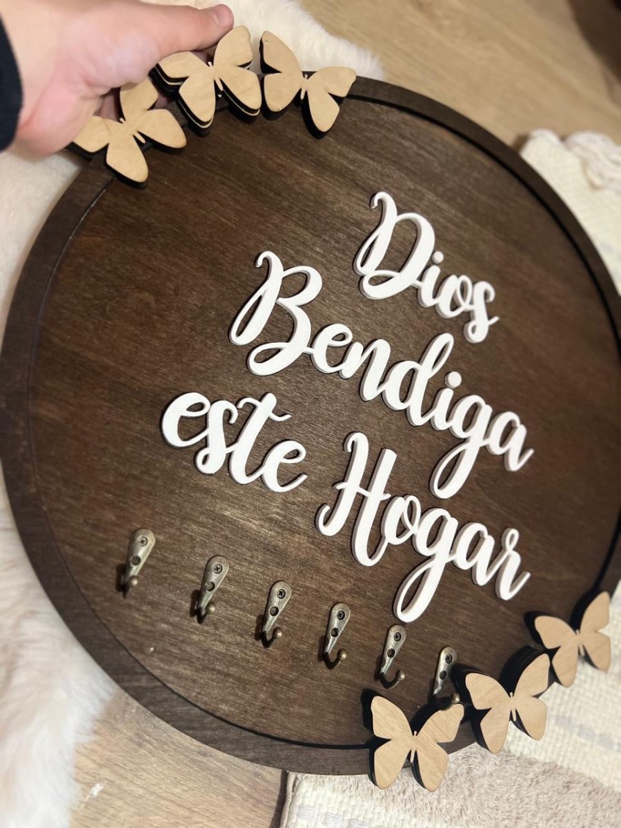 Porta llaveros redondo en madera - Felt Craft RD