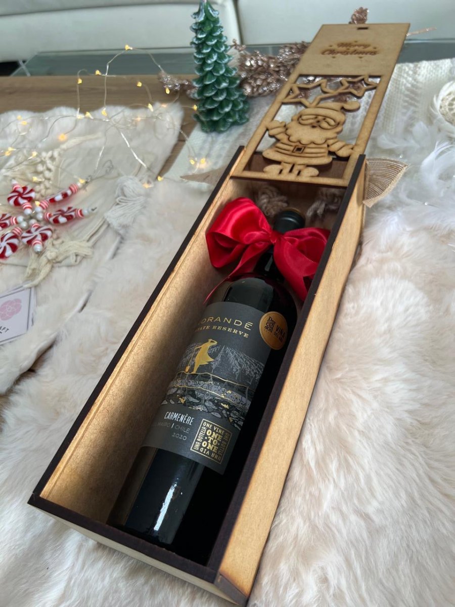 Caja portavino artesanal en madera para regalo