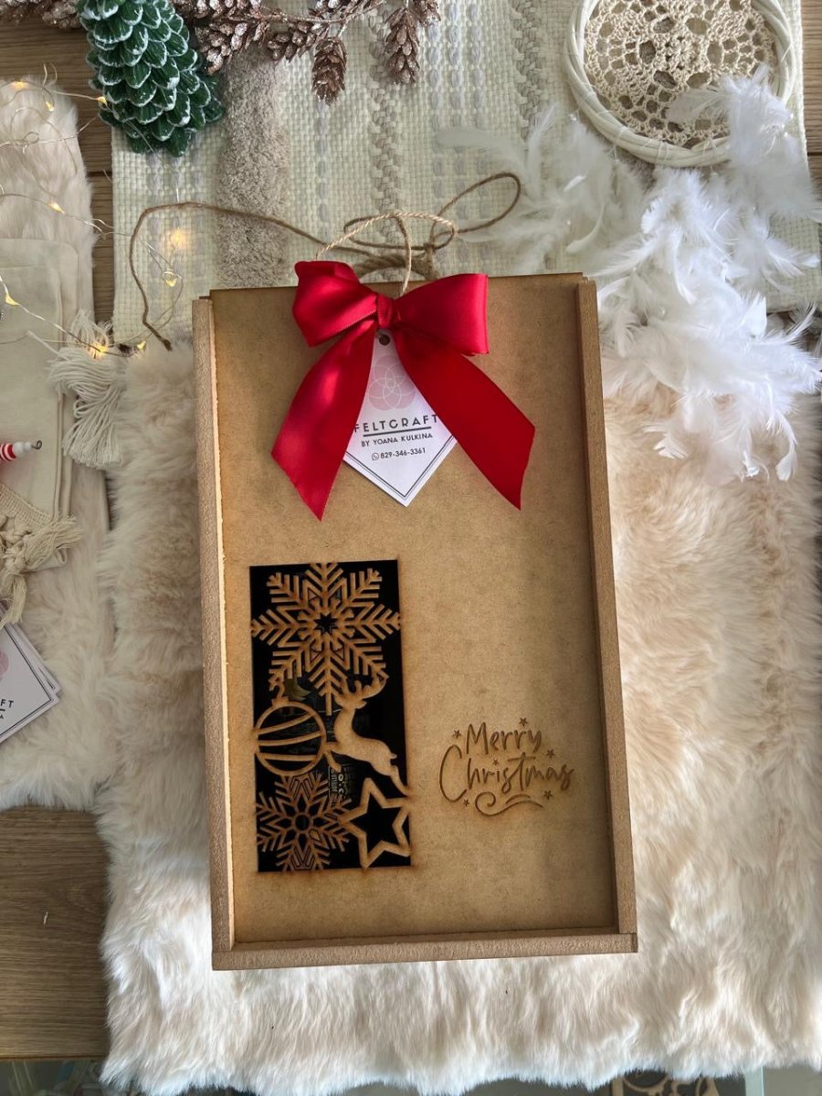 Portavino de madera personalizado con lazo