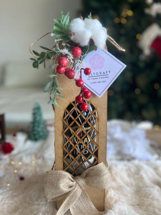 Portavino de madera personalizado con lazo