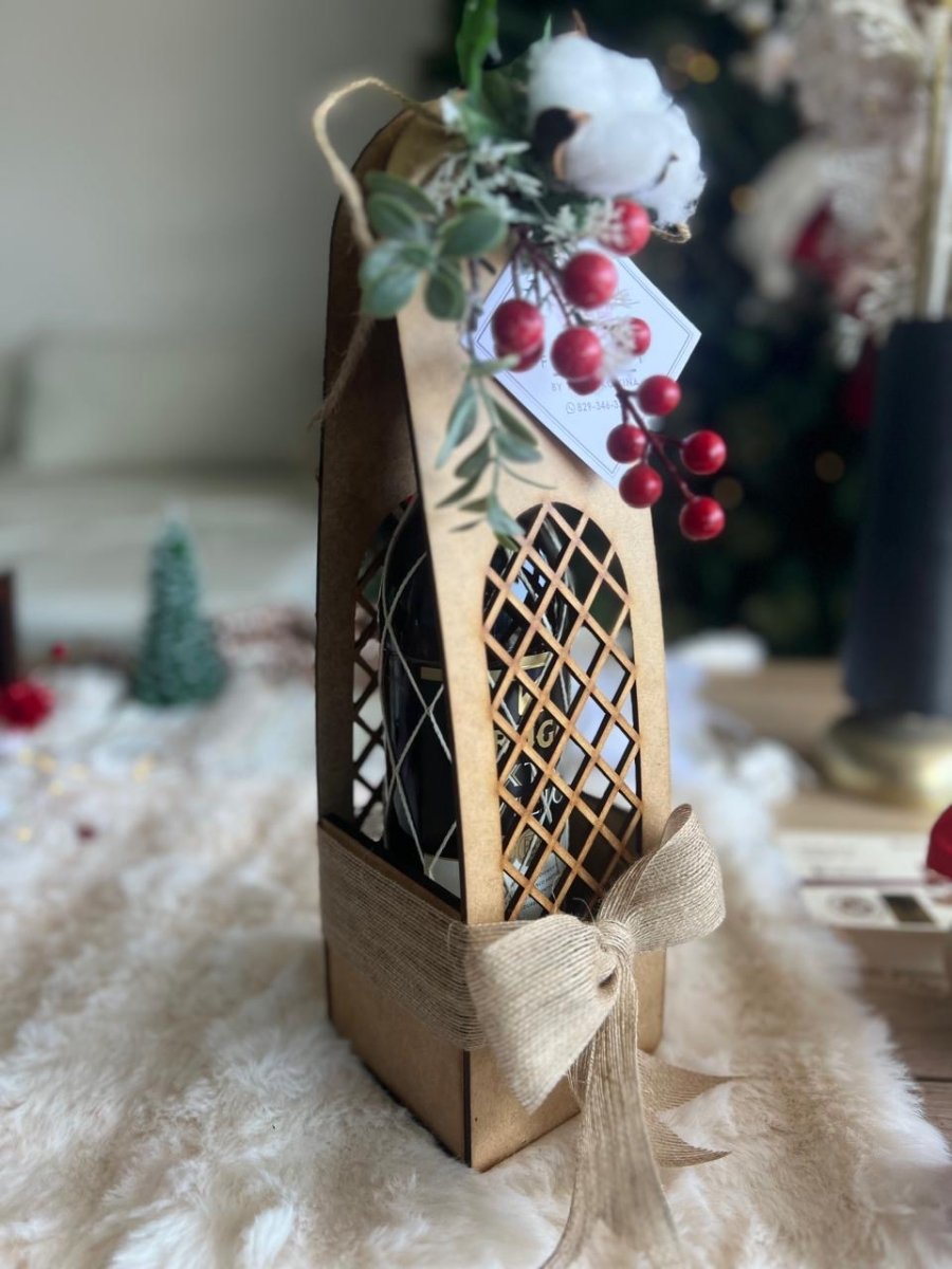 Caja portavino artesanal con cinta