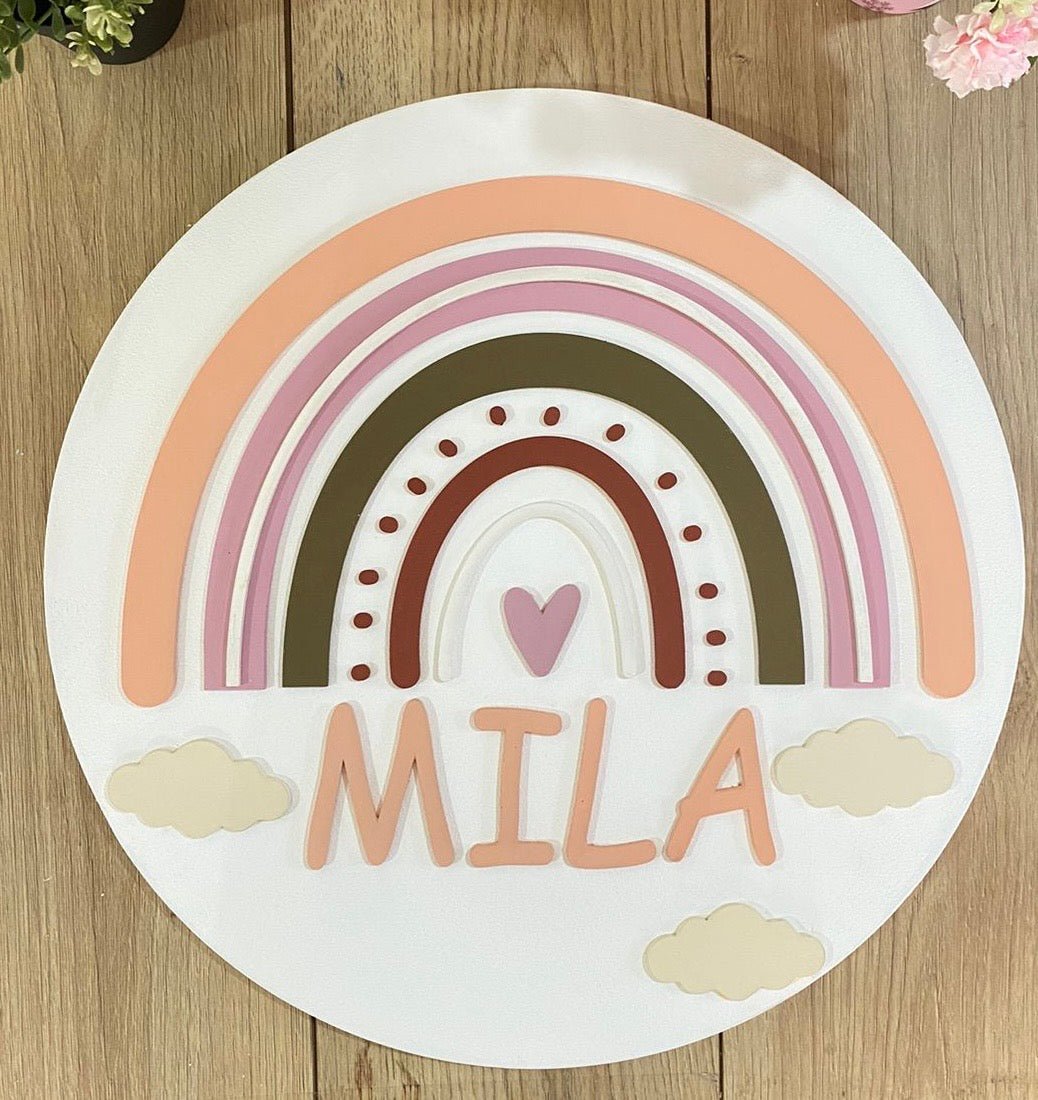 Rainbow Clouds baby Girl Pink nursery decor - Felt Craft RD