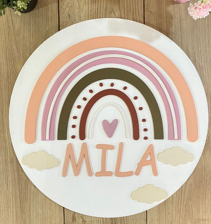 Rainbow Clouds baby Girl Pink nursery decor - Felt Craft RD