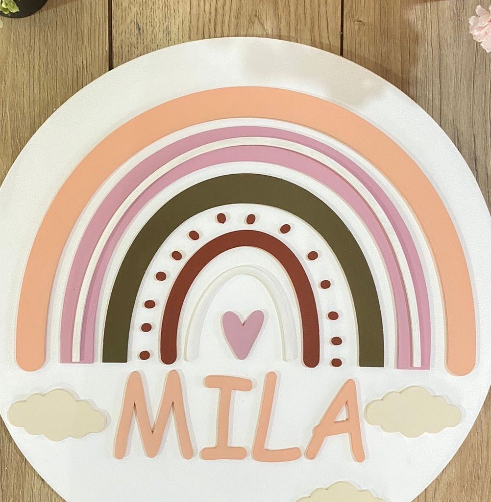 Rainbow Clouds baby Girl Pink nursery decor - Felt Craft RD