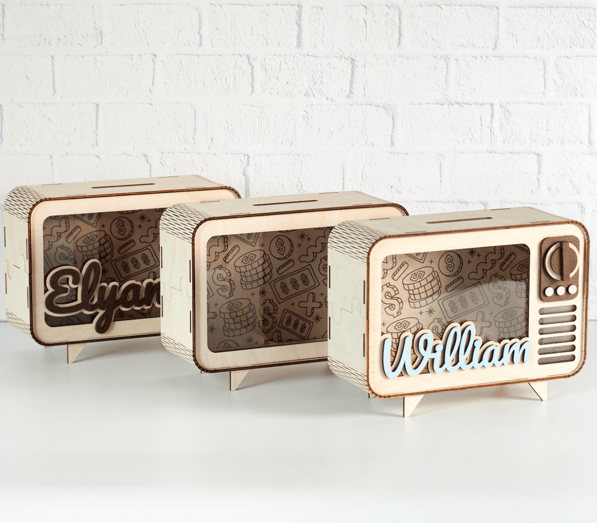 Regalo personalizado alcancia personalizada en madera - Felt Craft RD