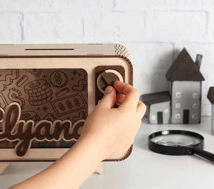 Regalo personalizado alcancia personalizada en madera - Felt Craft RD