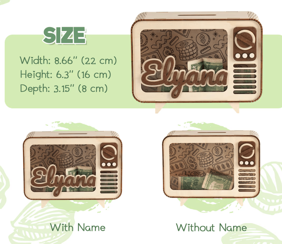 Regalo personalizado alcancia personalizada en madera - Felt Craft RD