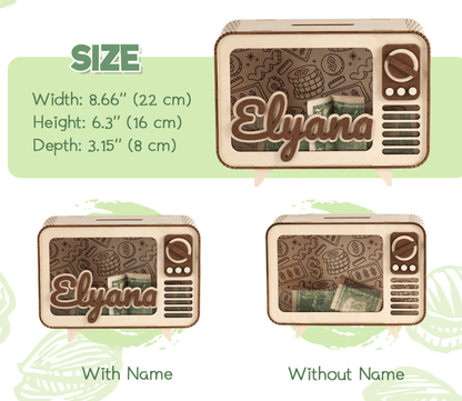 Regalo personalizado alcancia personalizada en madera - Felt Craft RD