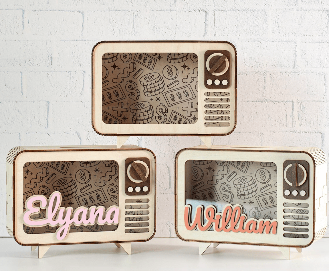 Regalo personalizado alcancia personalizada en madera - Felt Craft RD