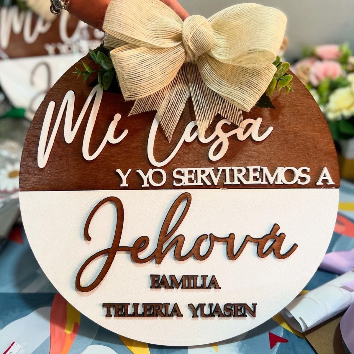 Regalo personalizado madera colgante puerta casa - Felt Craft RD