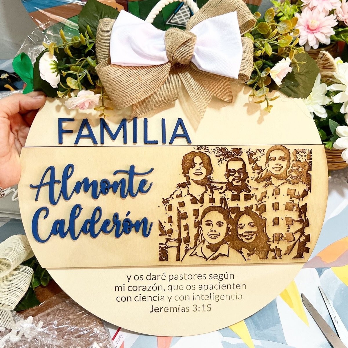 Regalo personalizado madera colgante puerta casa - Felt Craft RD