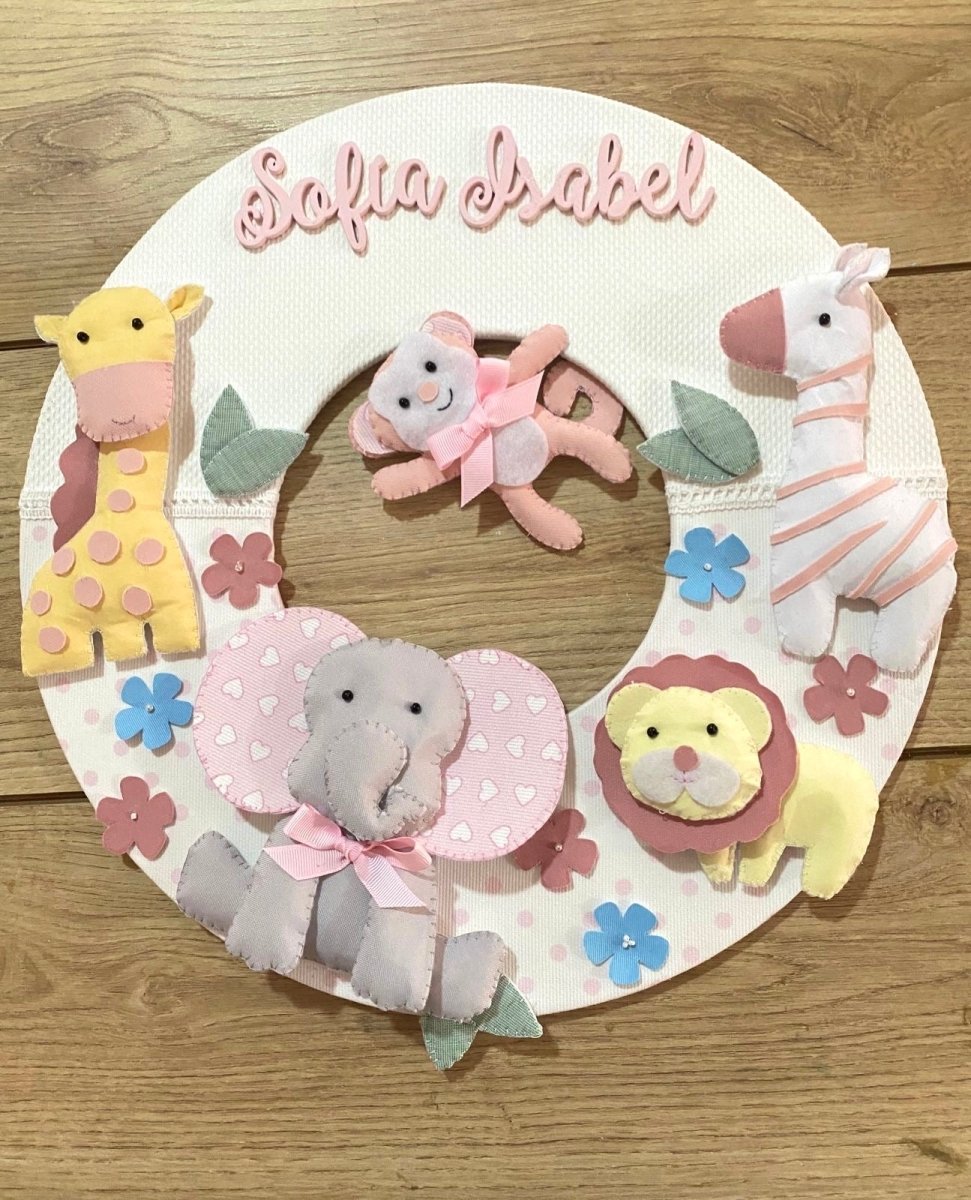 Rosa Safari Baby Girl Wall Hanging Safari nursery decor - Felt Craft RD