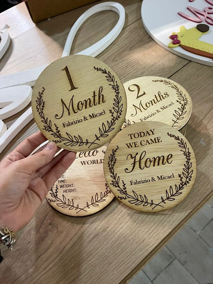 Round Shape Baby Born Months tags - Felt Craft RD