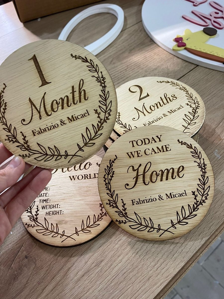 Round Shape Baby Born Months tags - Felt Craft RD
