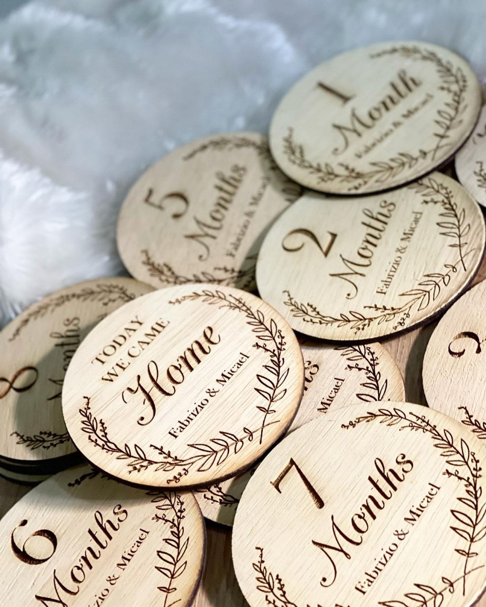 Round Shape Baby Born Months tags - Felt Craft RD
