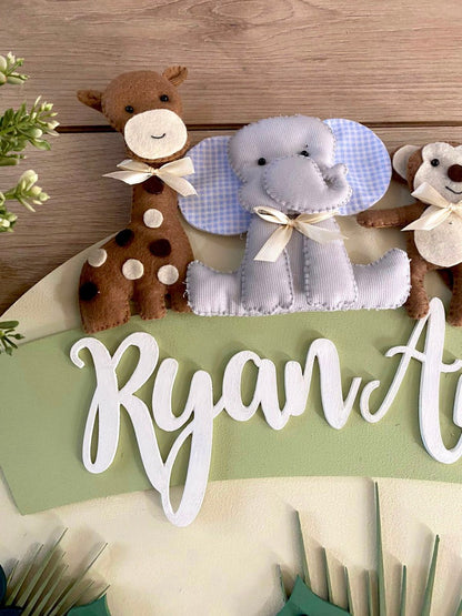 Ryan Bottom Baby Boy Wall Hanging Safari nursery decor - Felt Craft RD