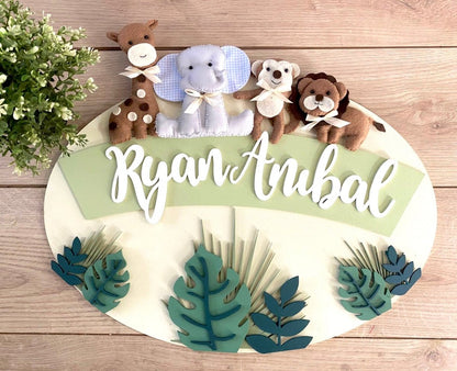 Ryan Bottom Baby Boy Wall Hanging Safari nursery decor - Felt Craft RD